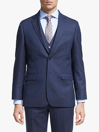 John Lewis & Partners Wool Herringbone Regular Fit Suit Jacket, Royal Blue