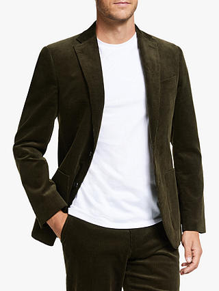 John Lewis & Partners Cotton Corduroy Suit Jacket, Olive