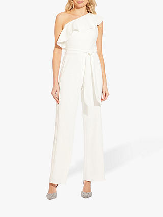 Adrianna Papell Asymmetric Crepe Jumpsuit, Ivory