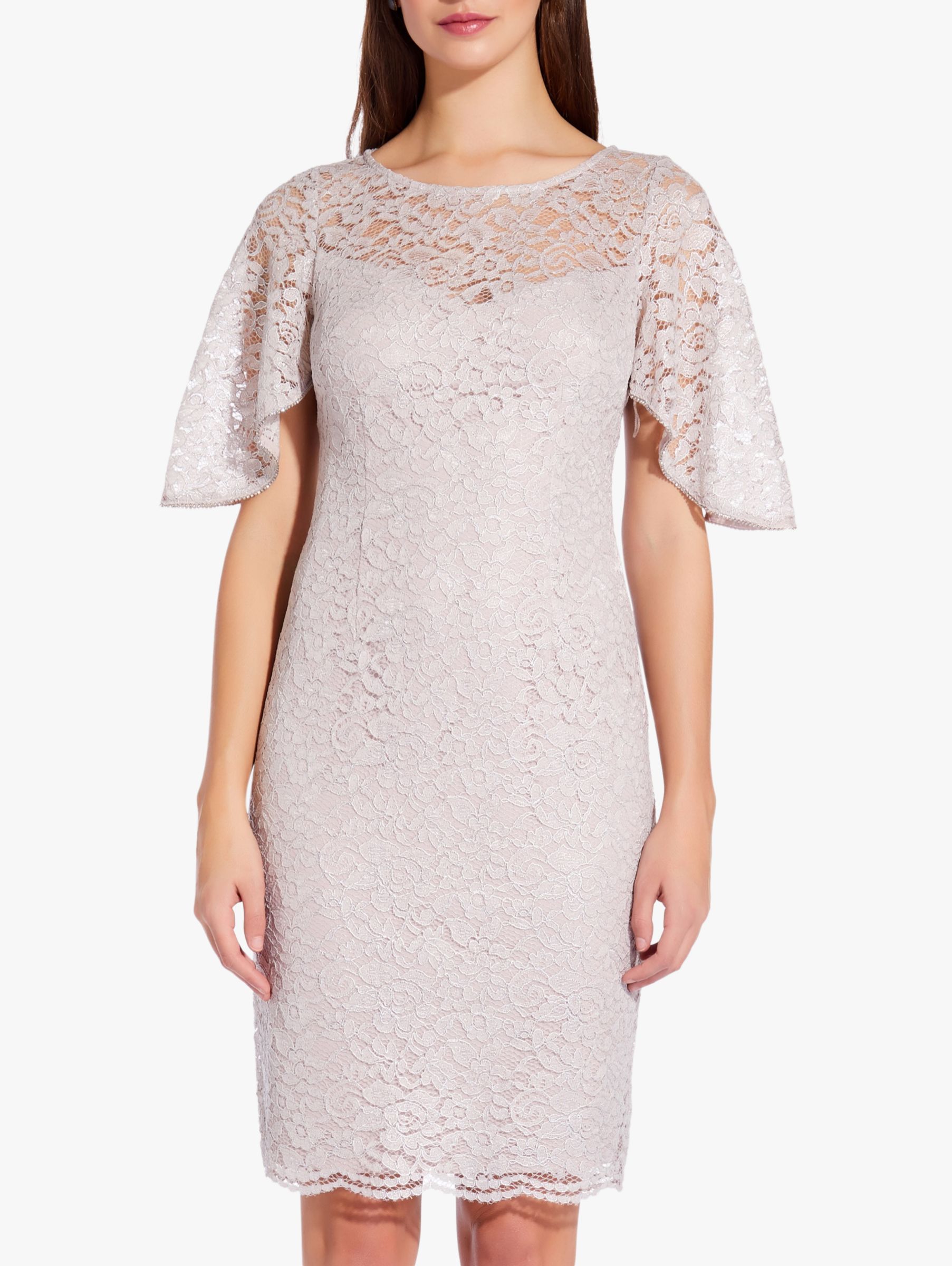 Adrianna Papell Drape Sleeve Lace Mini Dress, Icy Lilac