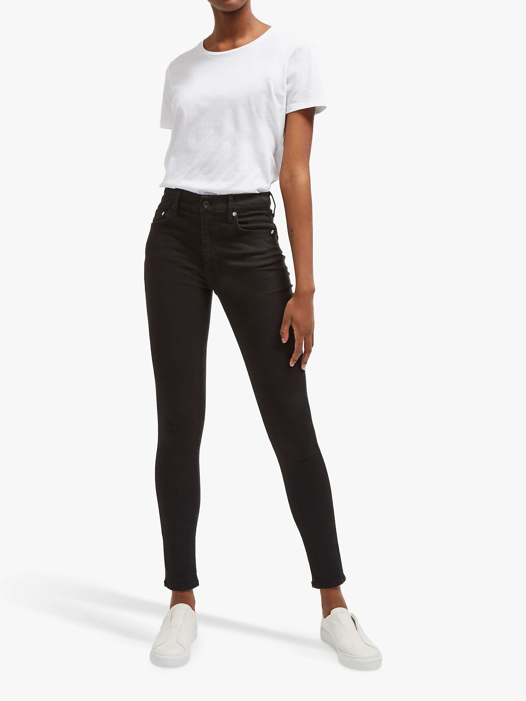 French Connection Mid Rise Skinny Rebound Jeans, Black at John Lewis ...