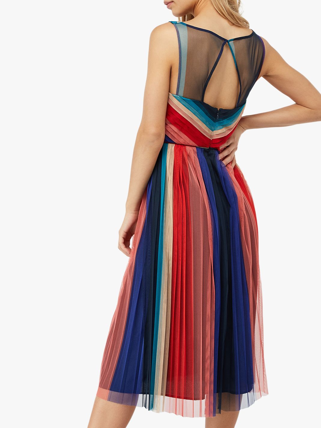 simone stripe pleated mesh dress