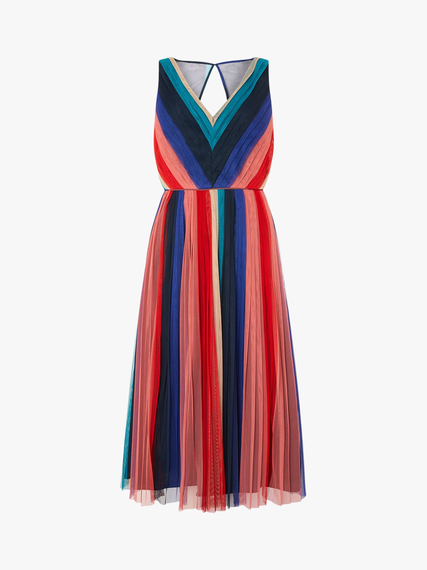 simone stripe pleated mesh dress