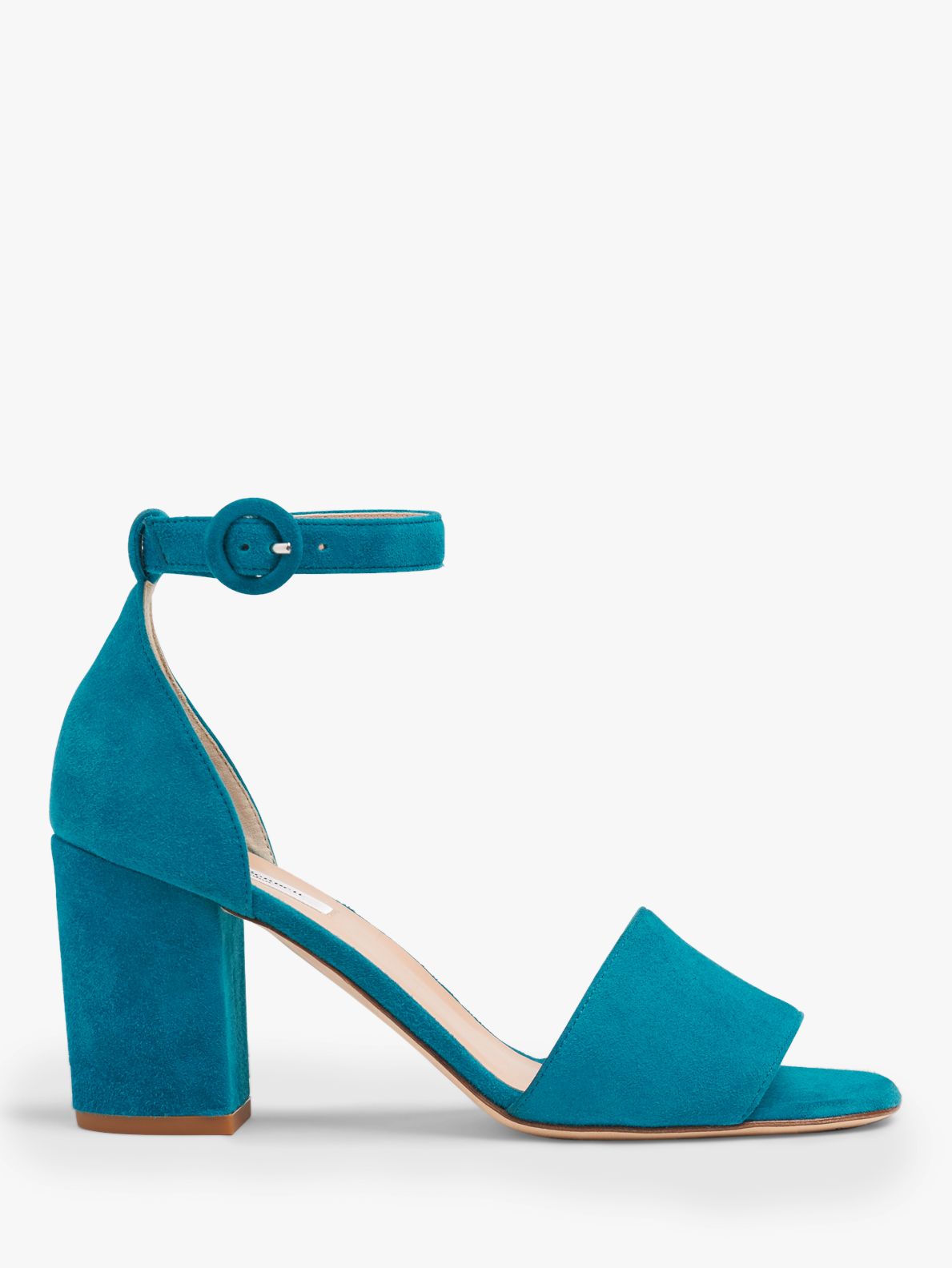 L.K.Bennett Hester Block Heel Sandals, Turquoise Suede