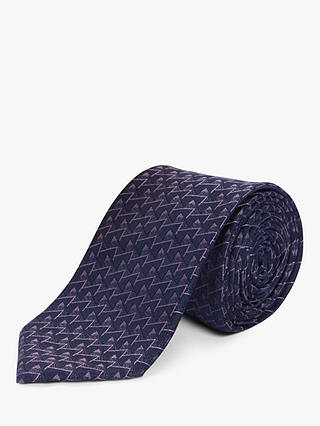 Richard James Mayfair Geo Zig Zag Silk Tie, Purple