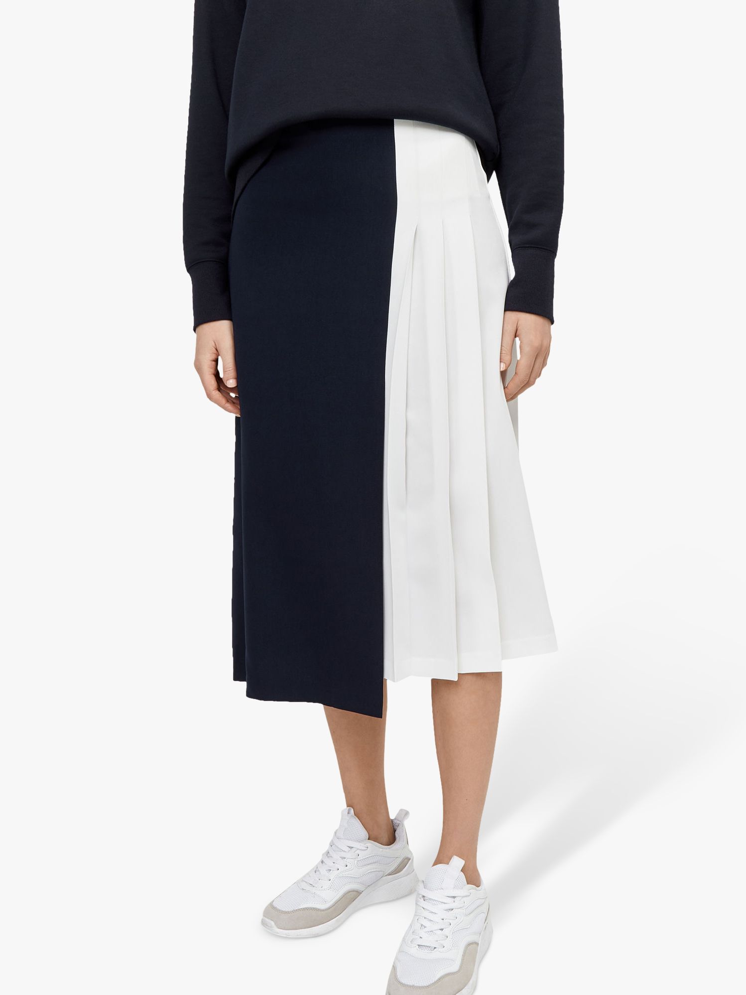Warehouse Two-Tone Pleated Midi Skirt, Multi