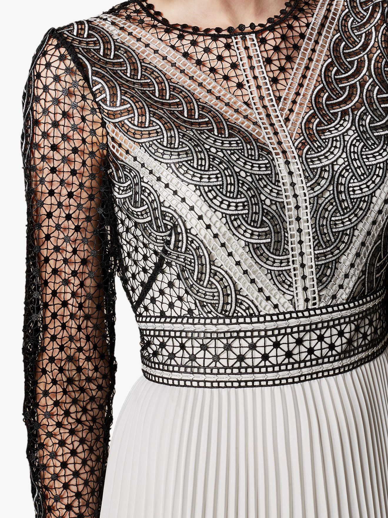 black and white lace midi dress