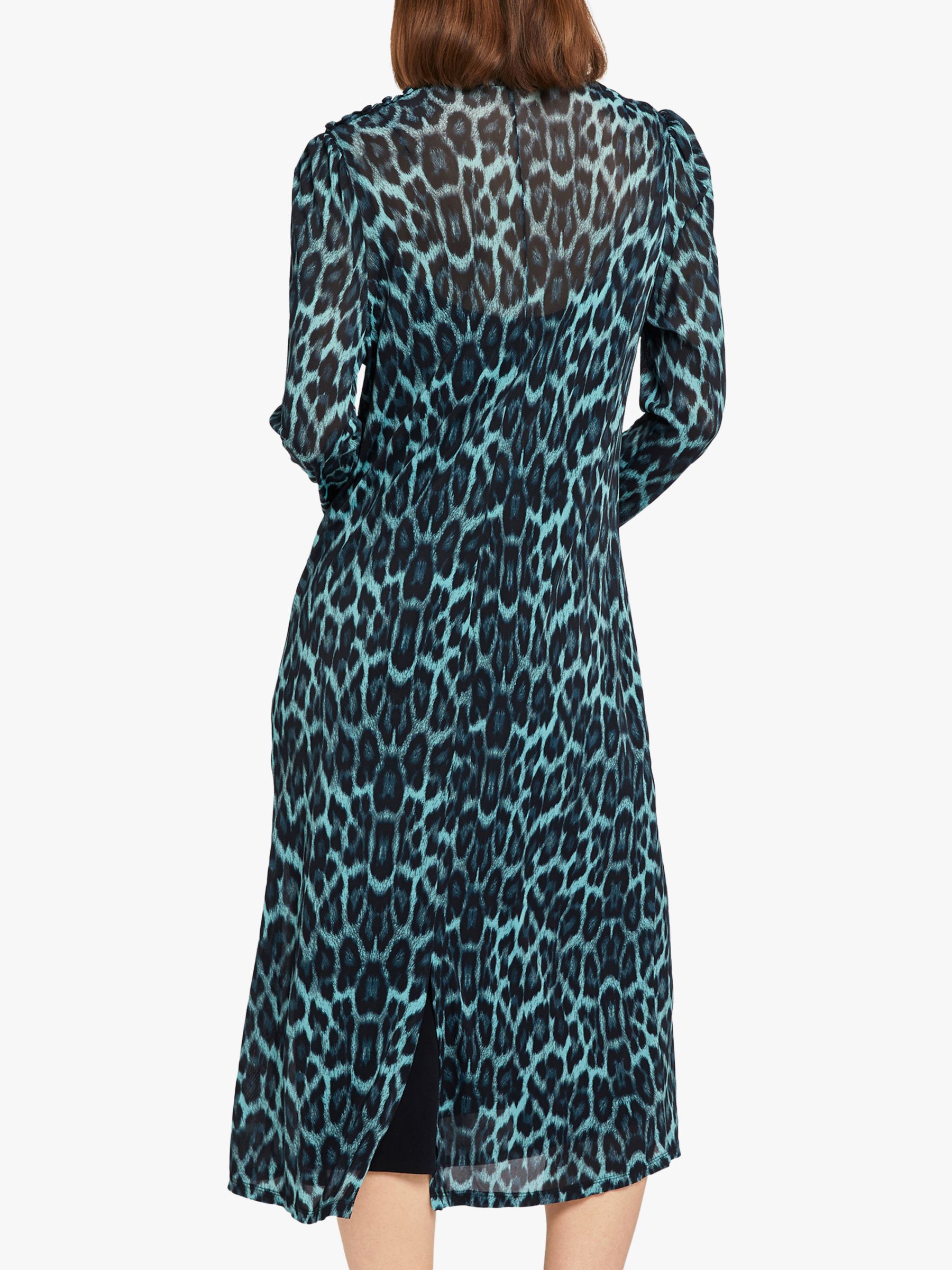 Ghost Nadia Dress, Blue Leopard at John 