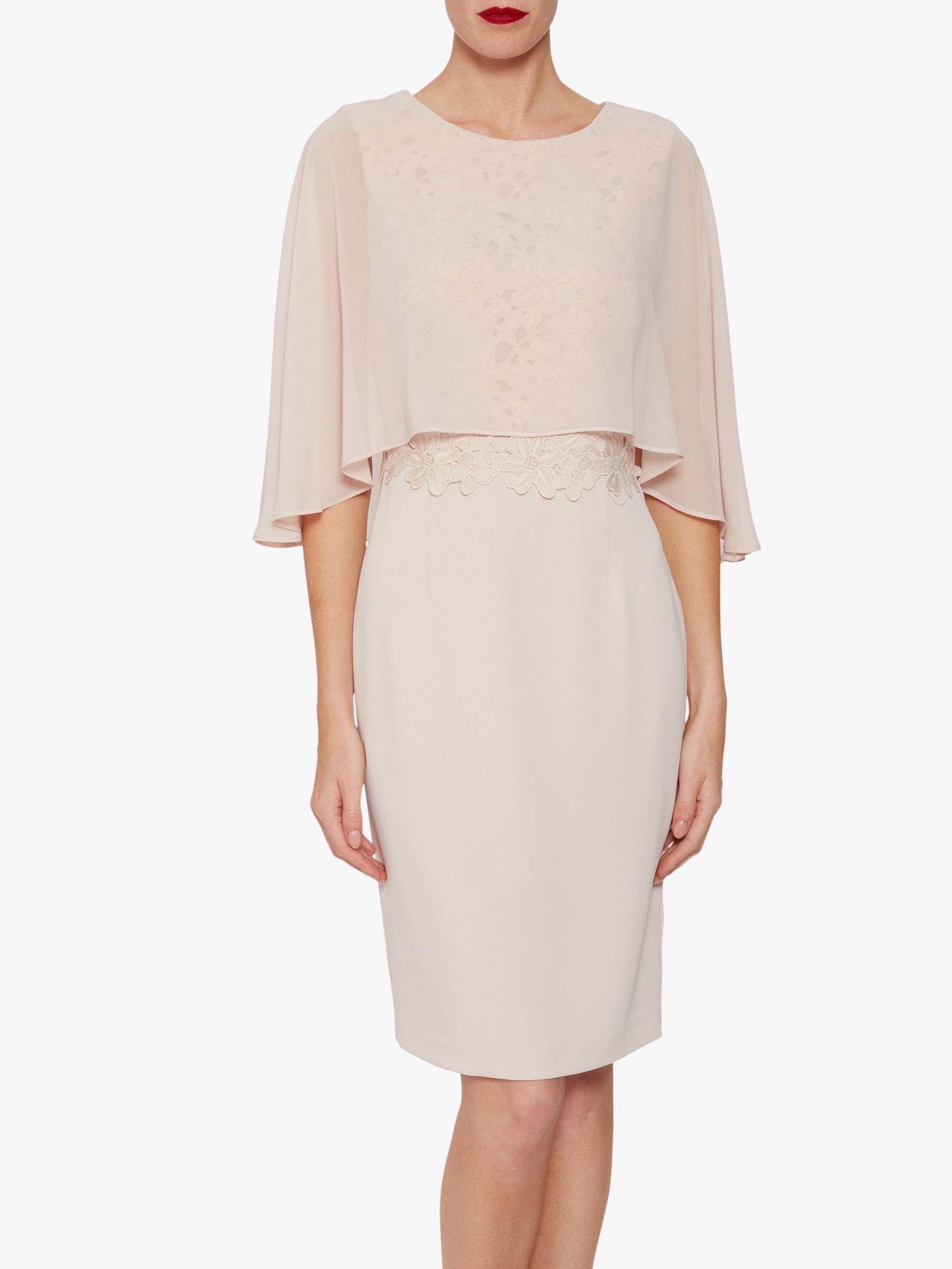 Gina Bacconi Devra Dress With Chiffon Cape, Antique Rose at John Lewis ...