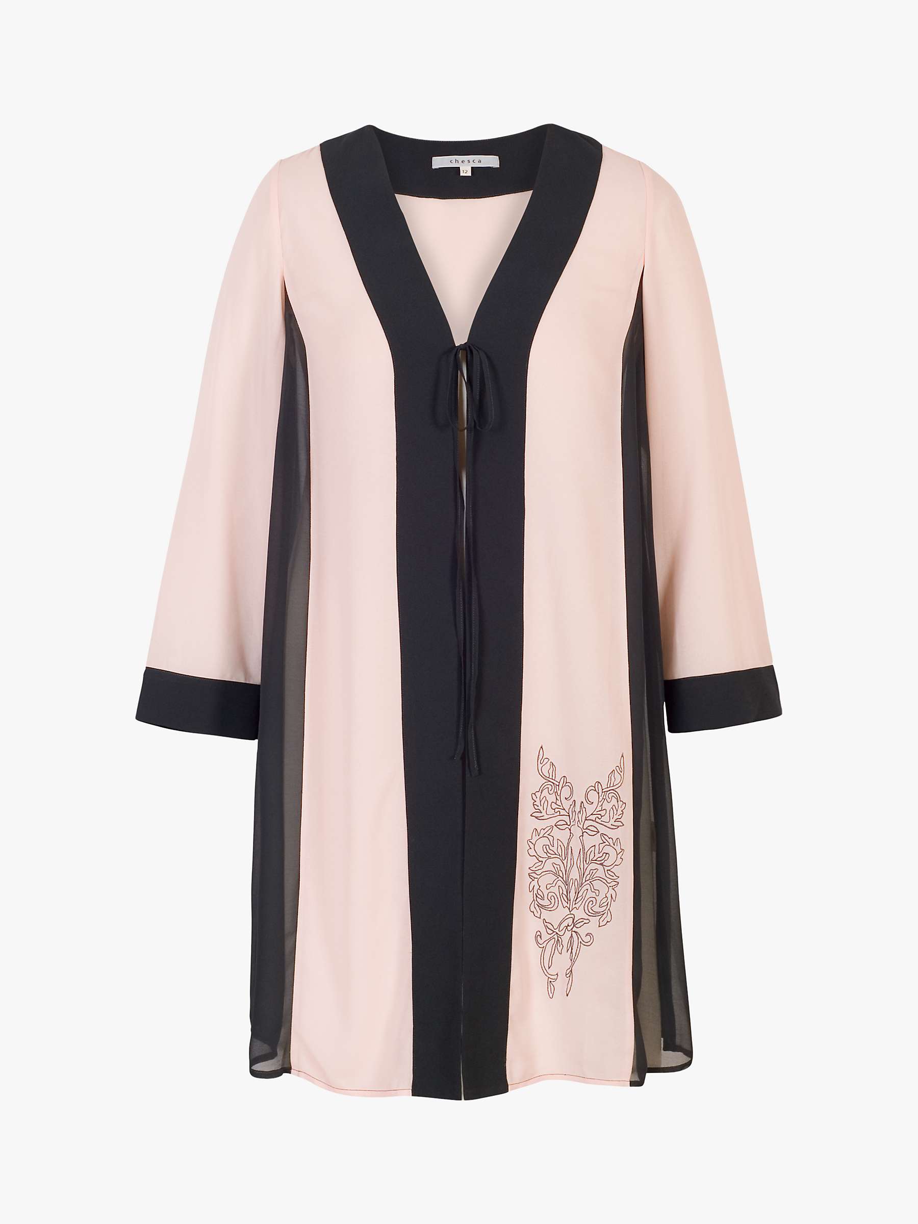 Buy Chesca Contrast Trim Embroidered Chiffon Coat, Smoke/Shell Online at johnlewis.com