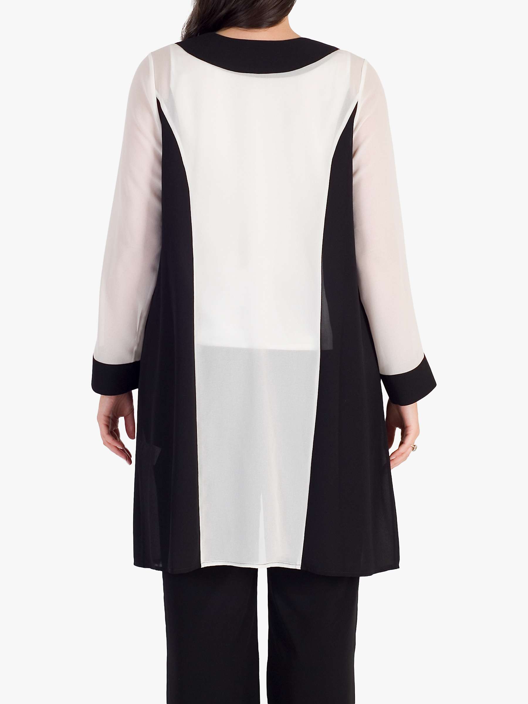 Buy Chesca Contrast Trim Embroidered Chiffon Coat, Black/Ivory Online at johnlewis.com