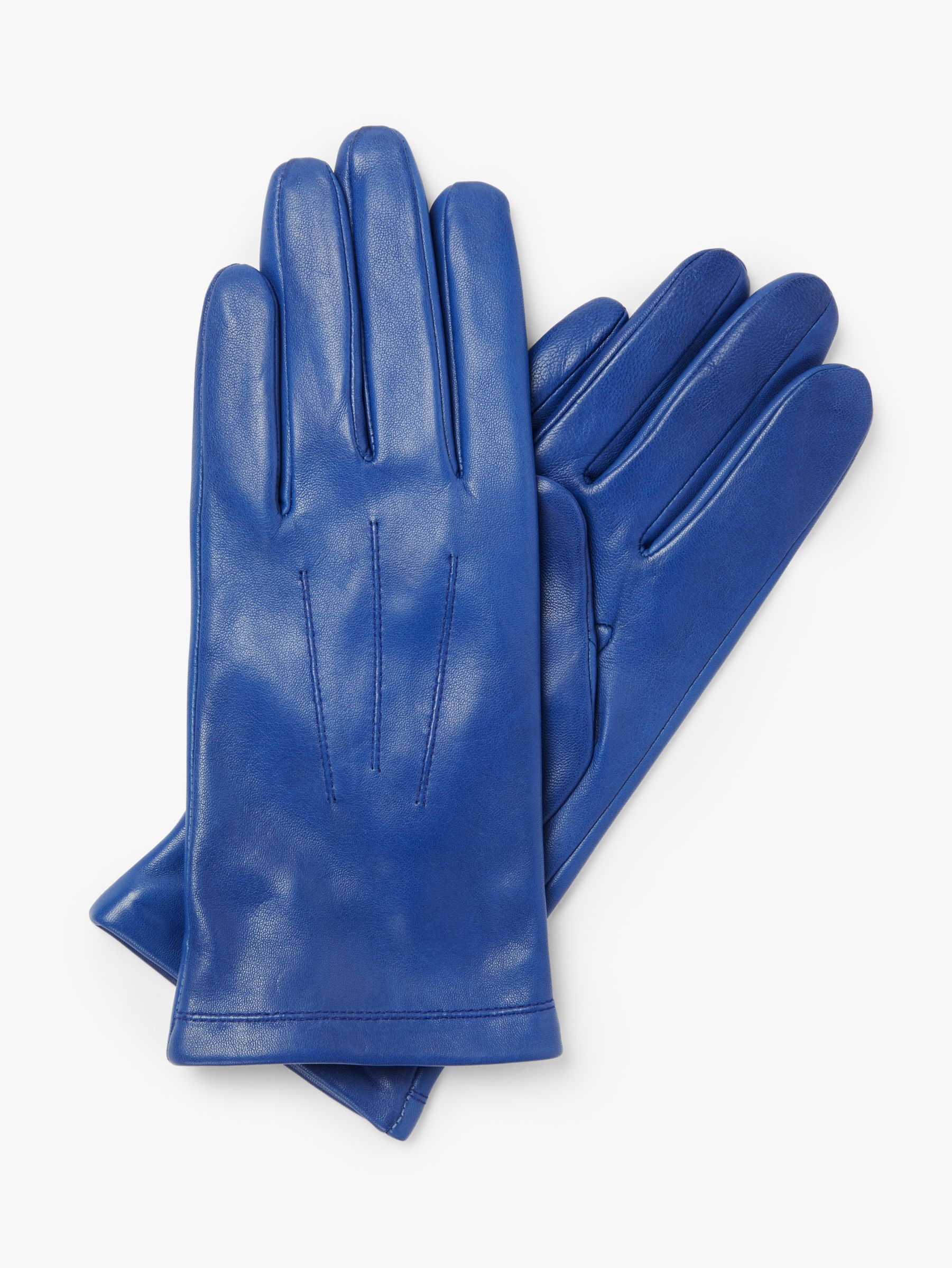 John Lewis & Partners Genuine Leather Gloves Bright Blue at John