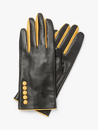 John Lewis & Partners Leather Button Detail Gloves