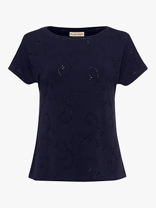 Phase Eight Minnie Embroidered T-shirt, Navy
