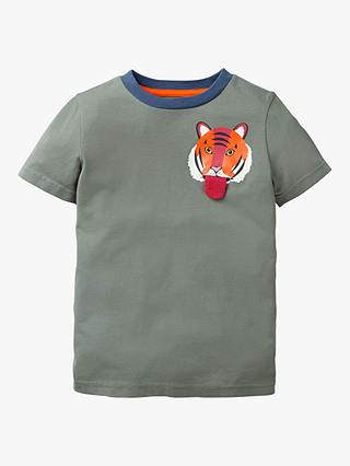 Mini Boden Boys' Tiger Pocket T-Shirt, Green