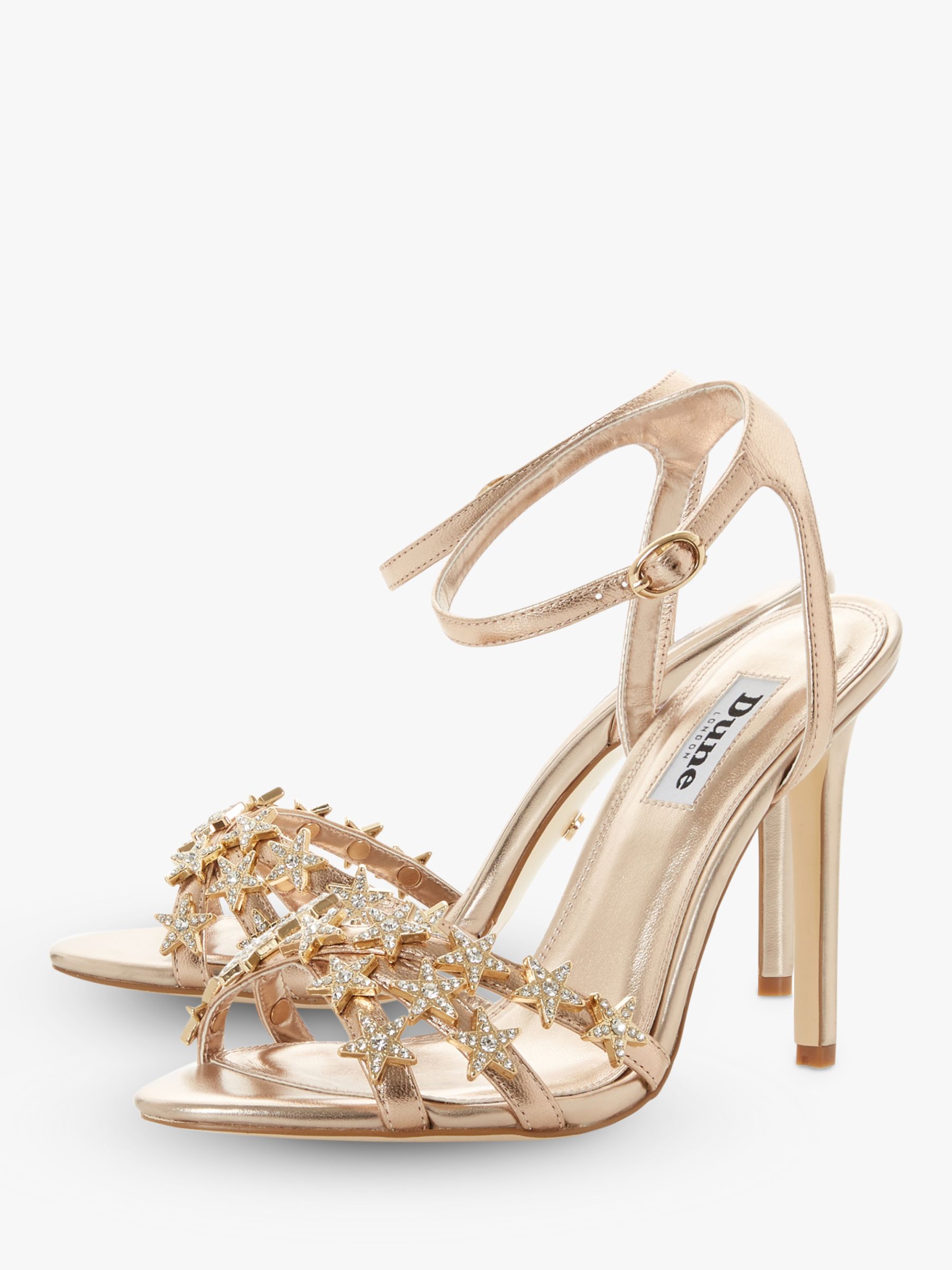 dune strappy rose gold heeled sandal