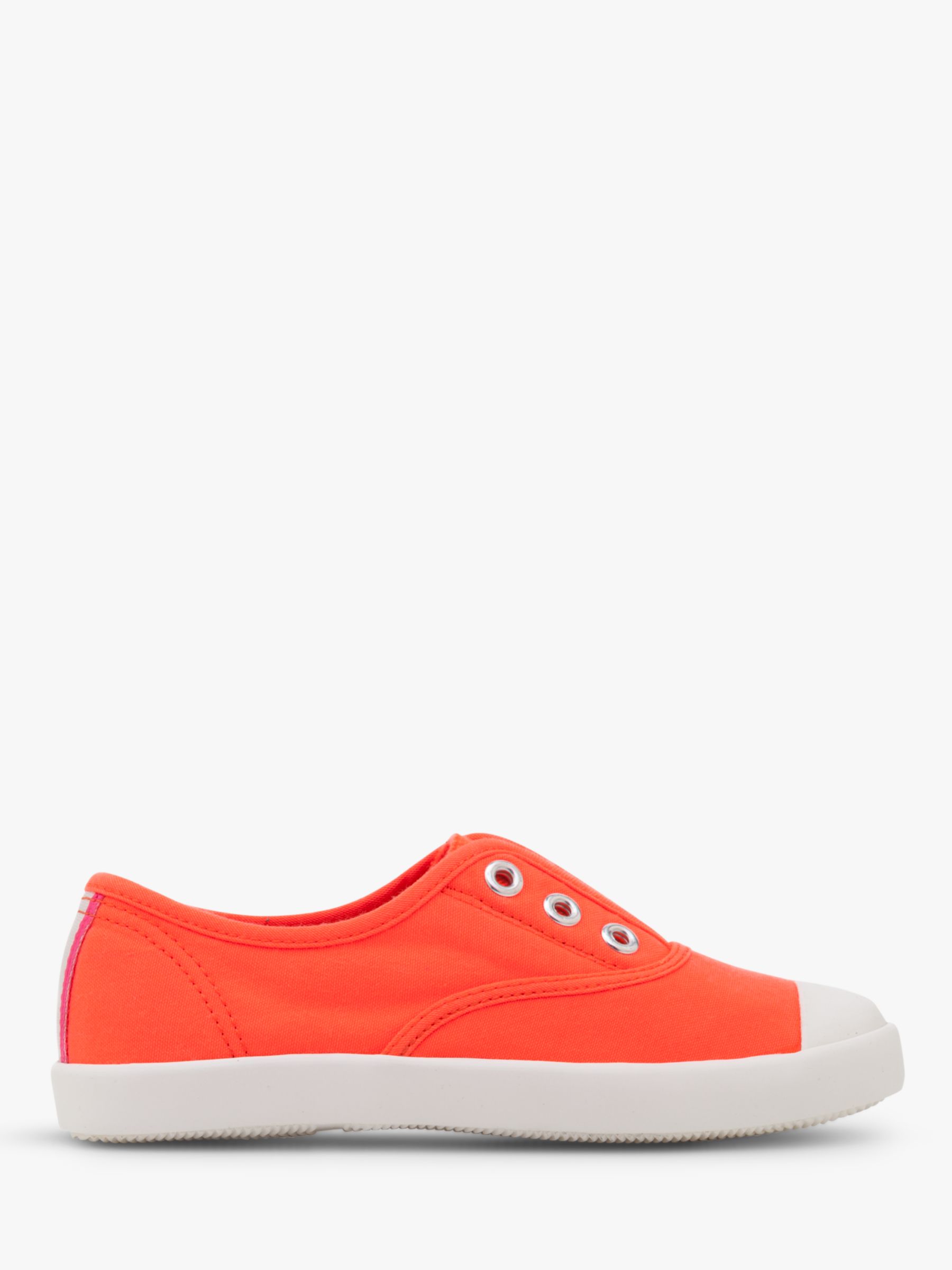 Mini Boden Children's Laceless Canvas Shoes, Fluoro Coral at John Lewis ...