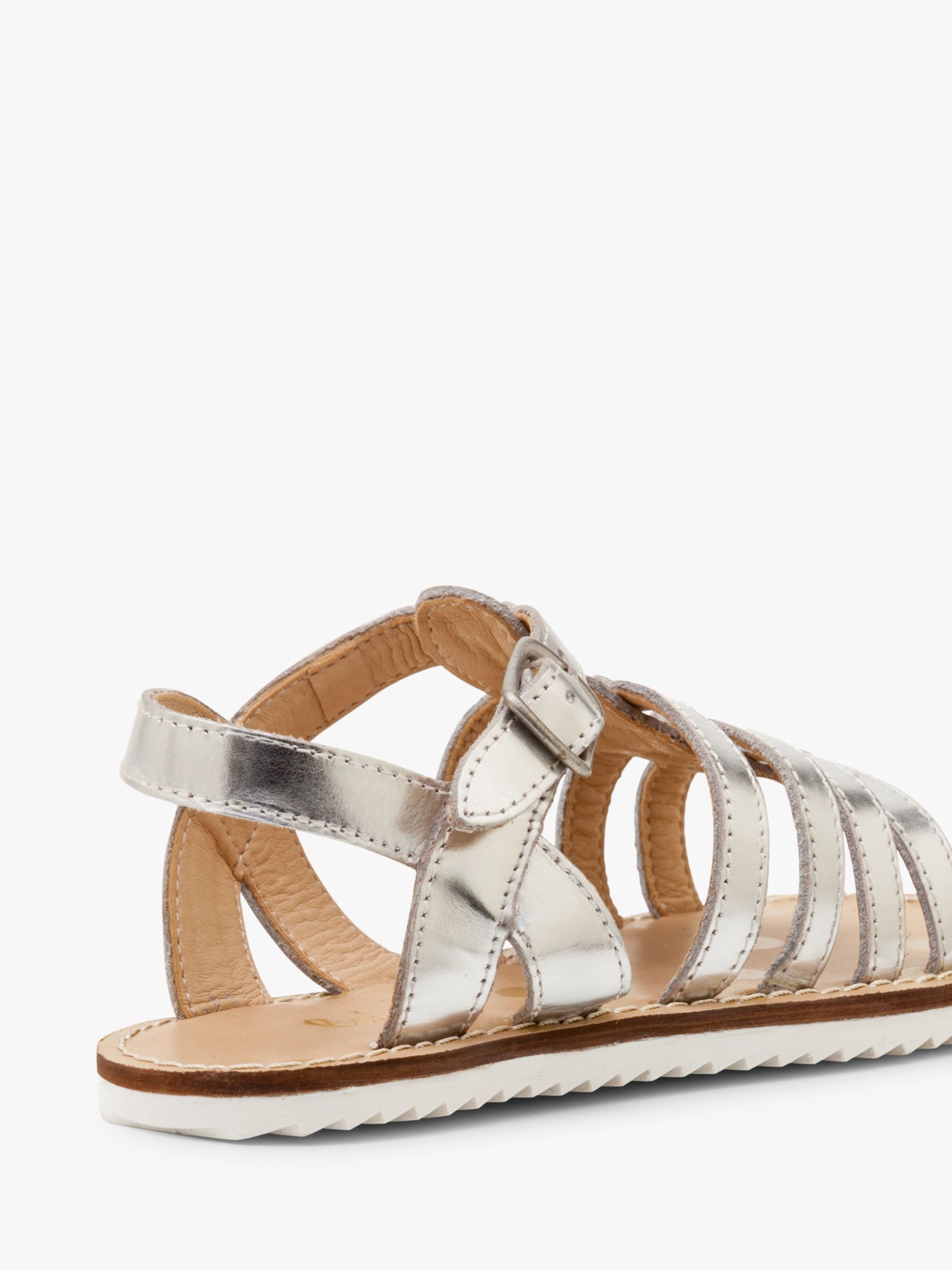 Mini Boden Children S Leather Gladiator Sandals Metallic Silver At John Lewis Partners