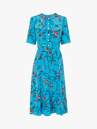 L.K.Bennett Montana Flippy Dress, Turquoise/Multi