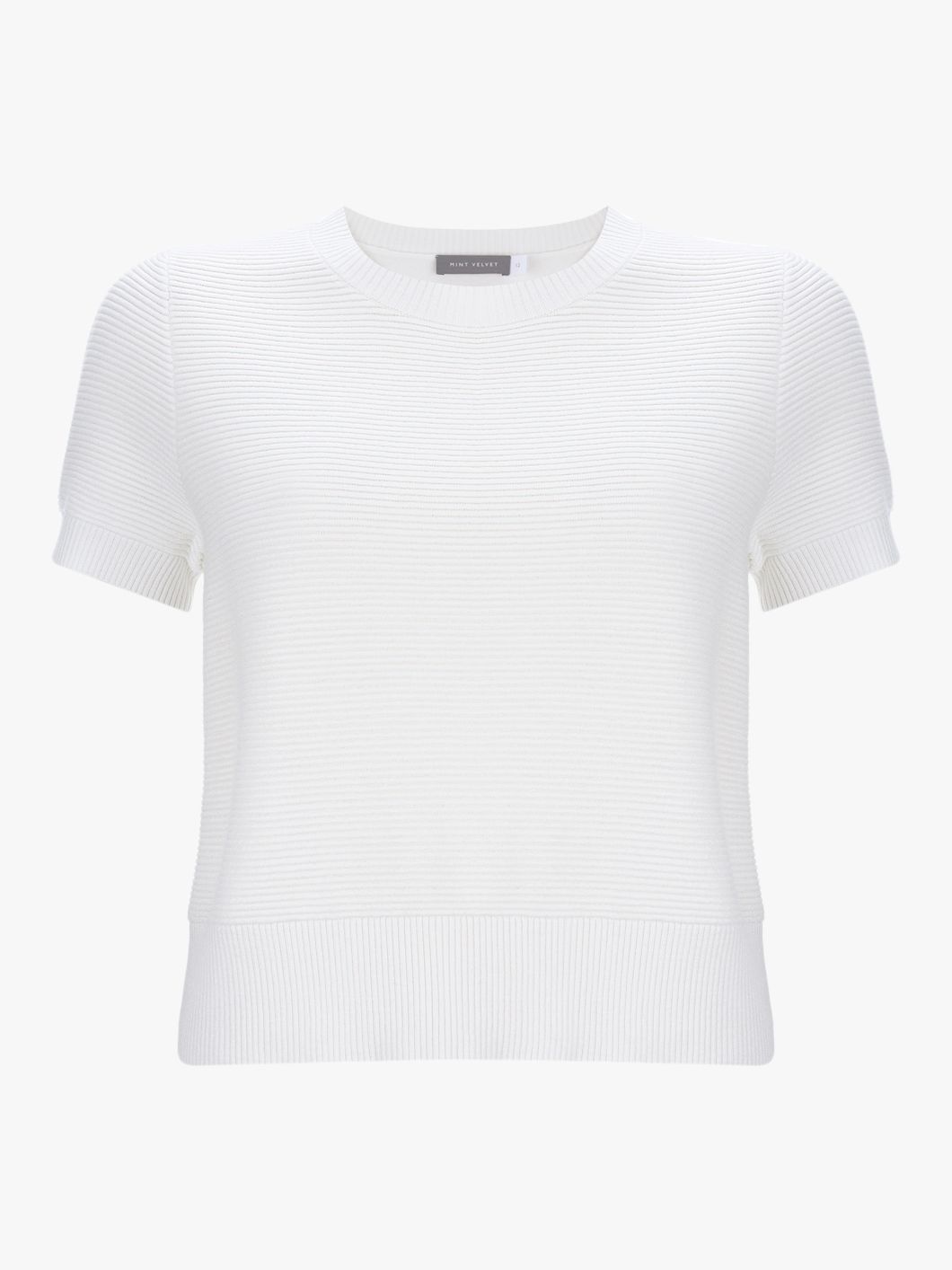 Mint Velvet Textured Knit T-Shirt, Ivory