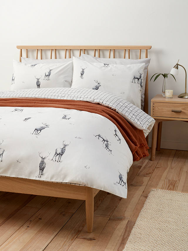 Check Stag 'Brown' Bedding Double Duvet Cover Set Brand New Gift 