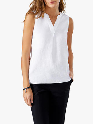 Pure Collection Linen Sleeveless Top, White