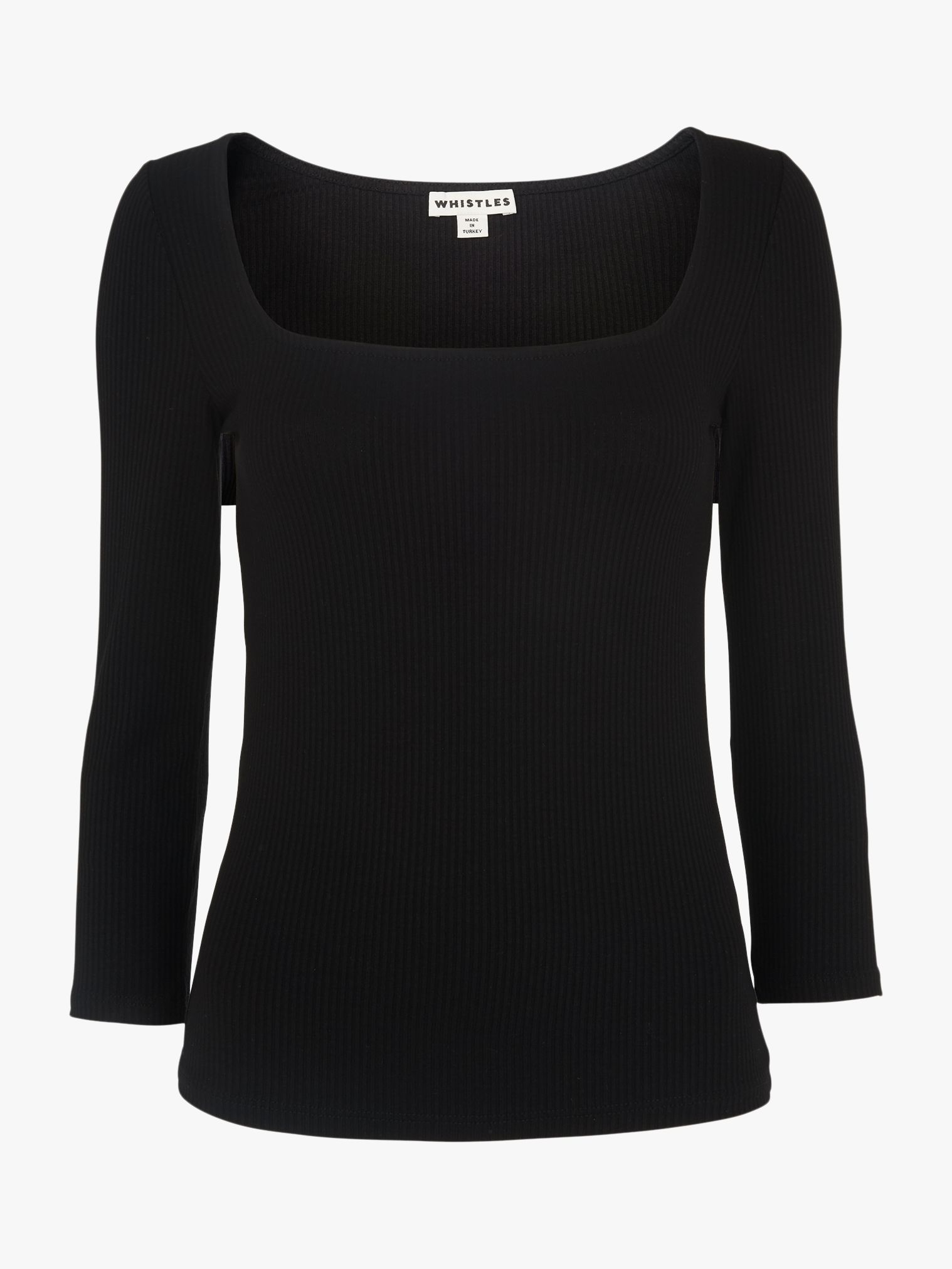 Whistles Square Neck Ribbed Long Sleeve Top