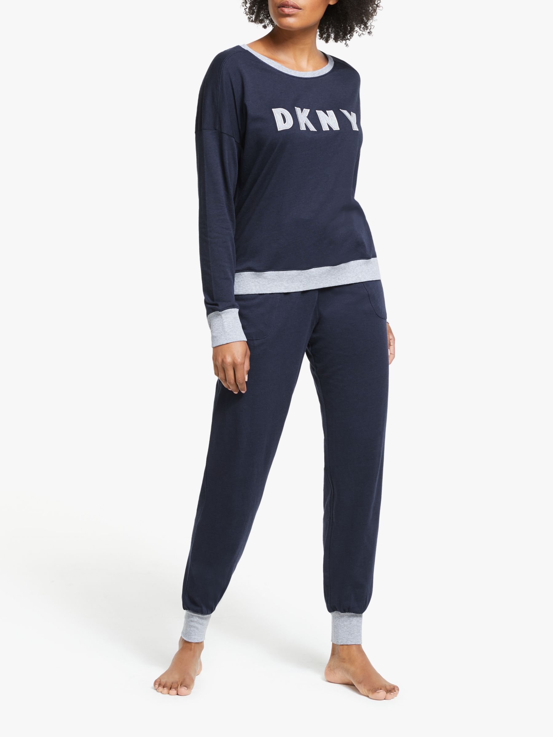 DKNY Signature Jogger Pyjama Set, Navy/Grey, S
