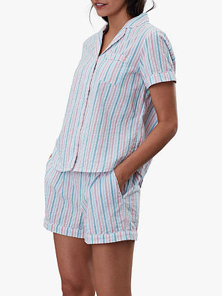 Joules Meg Stripe Seersucker Pyjama Set, Multi