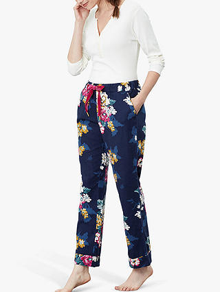 Joules Snooze Floral Print Pyjama Bottoms, Navy/Multi