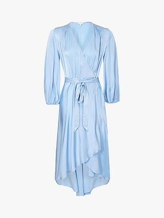 Ghost Aggie Waist Tie Wrap Dress, Pale Blue