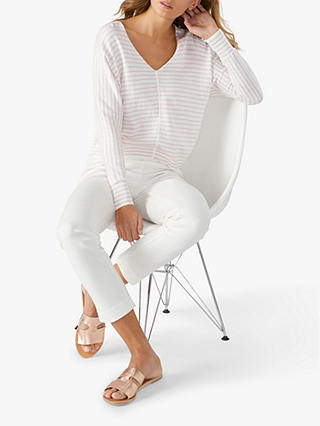 Pure Collection Dolman Sleeve Cotton Sweater, Optic White/Oyster