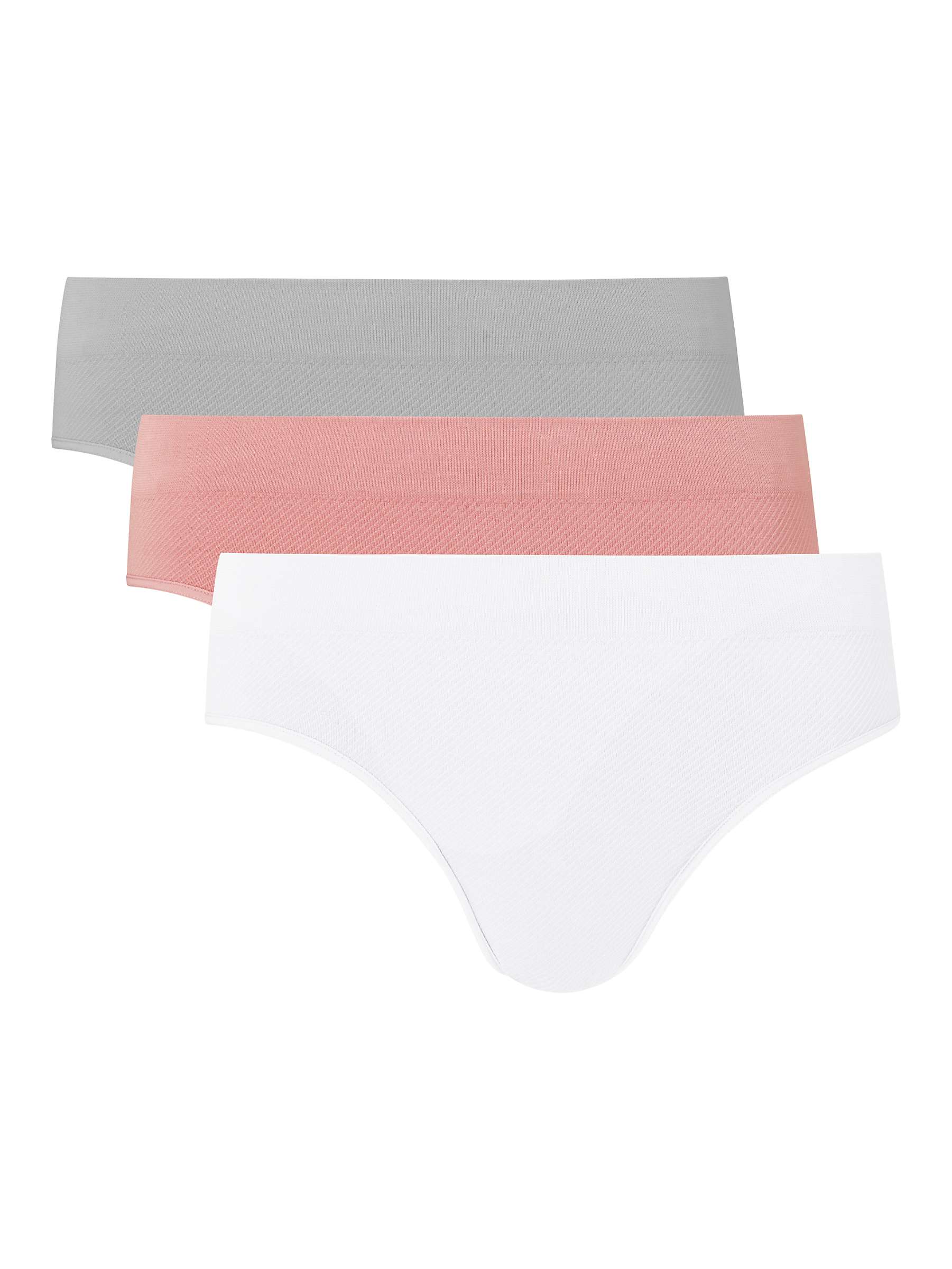 Buy John Lewis Seam Free Ribbed Bikini Knickers, Pack of 3, Pink/White/Grey Online at johnlewis.com