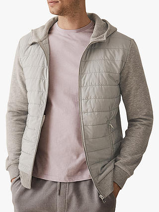 Reiss Hamish Hooded Quilted Jacket, Grey