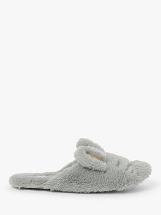 John Lewis & Partners Faux Fur Bunny Mule Slippers, Grey