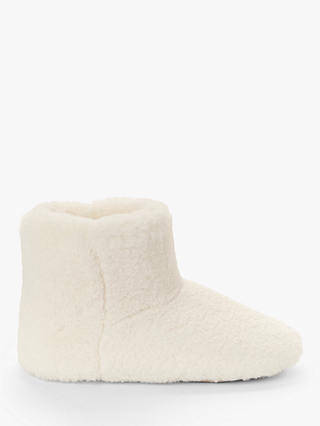 John Lewis & Partners Faux Fur Short Boot Slippers, Cream
