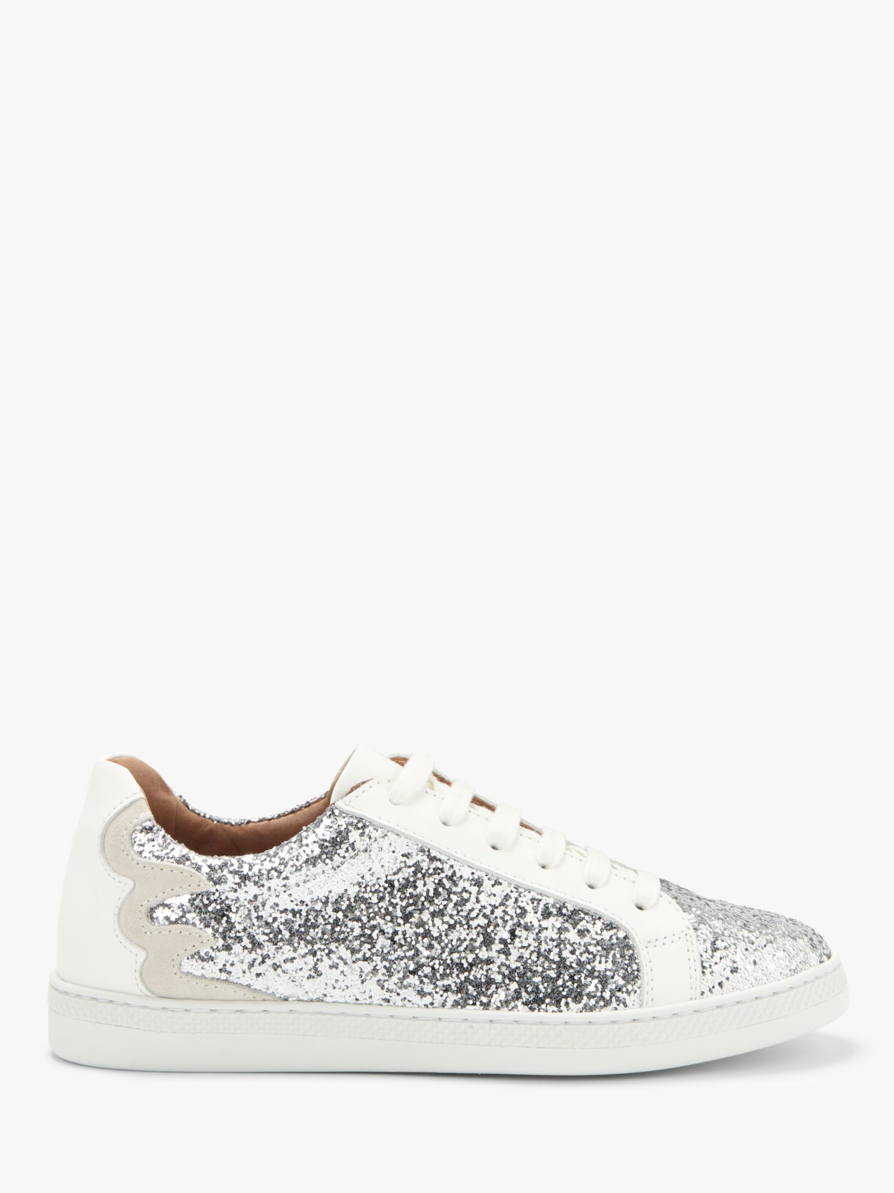 AND/OR Elsie Glitter Trainers, Silver Leather