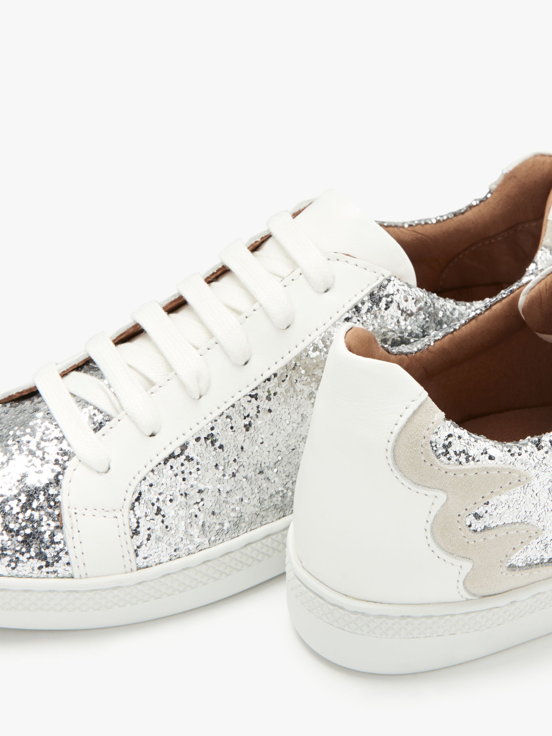 AND/OR Elsie Glitter Trainers, Silver Leather at John Lewis & Partners