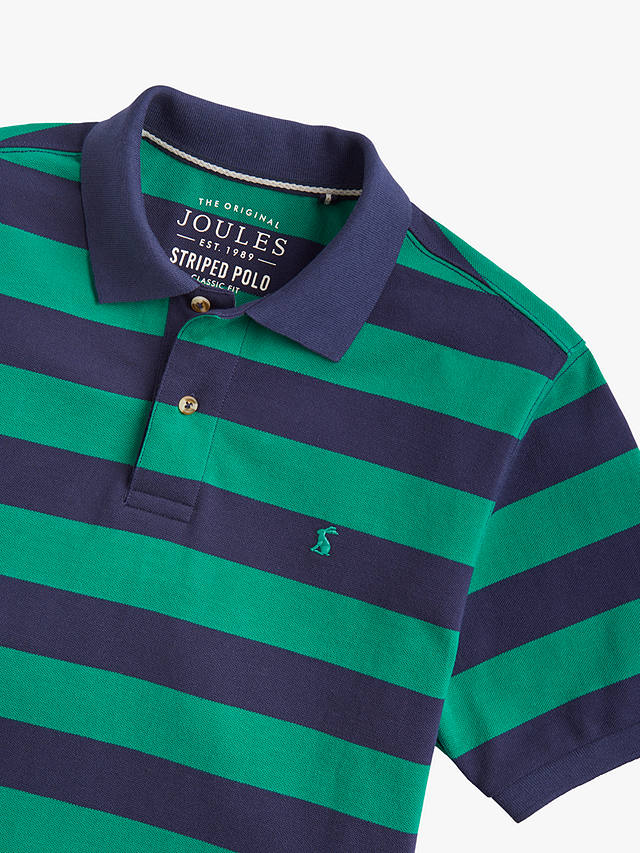 Joules Filbert Striped Polo Shirt, Green Navy Stripe at John Lewis ...
