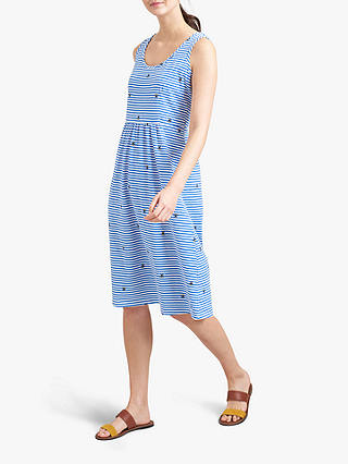 Joules Gabriella Sleeveless Stripe Dress, Blue/Multi