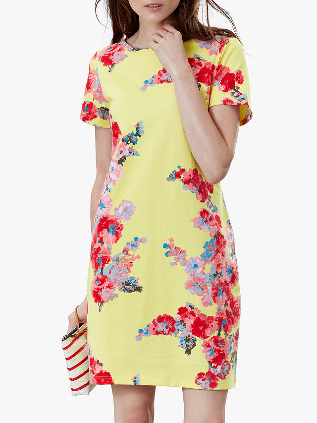 Joules Riviera Floral T-Shirt Dress, Lemon
