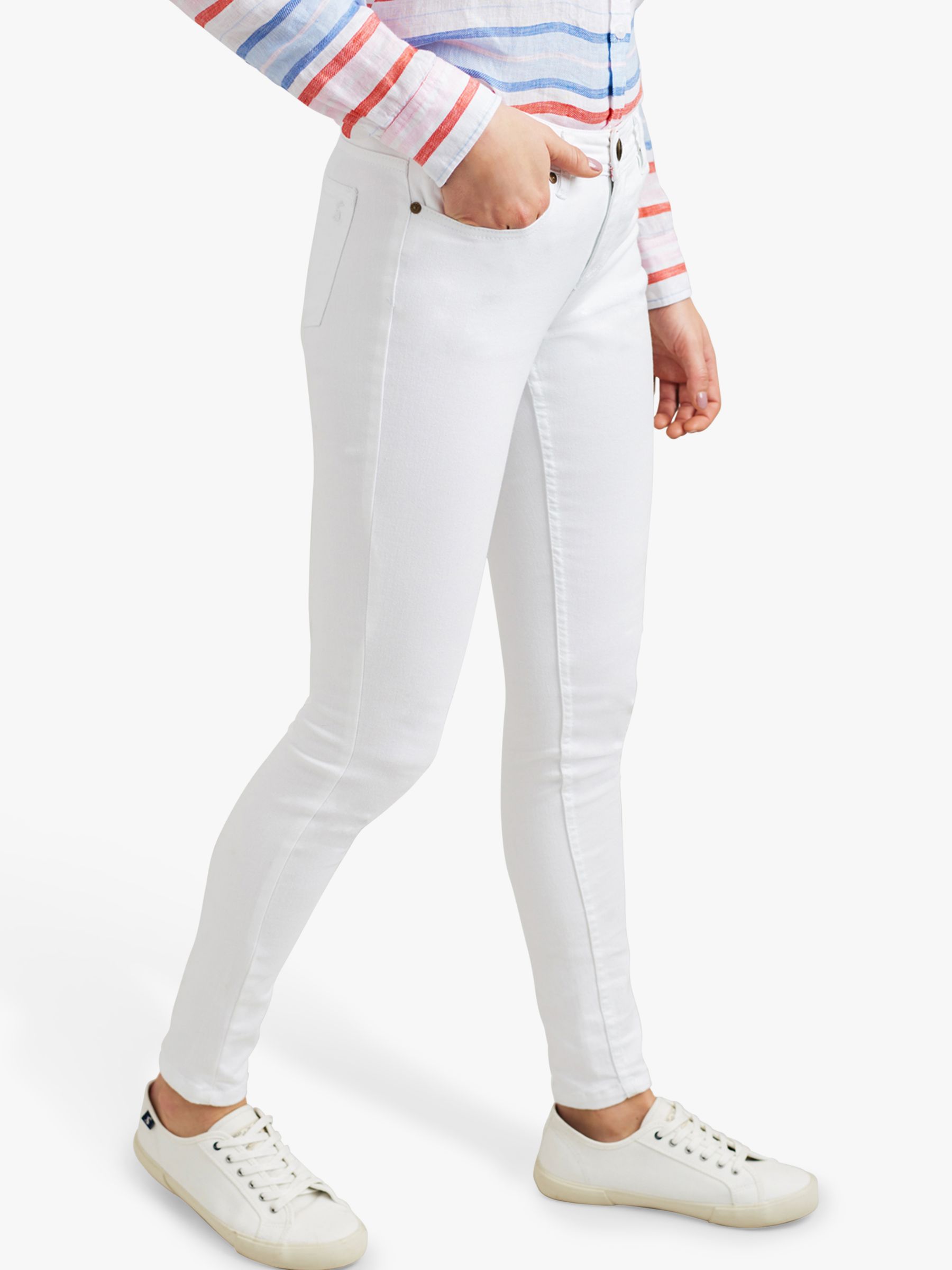 Joules Monroe Skinny Jeans, White, 6
