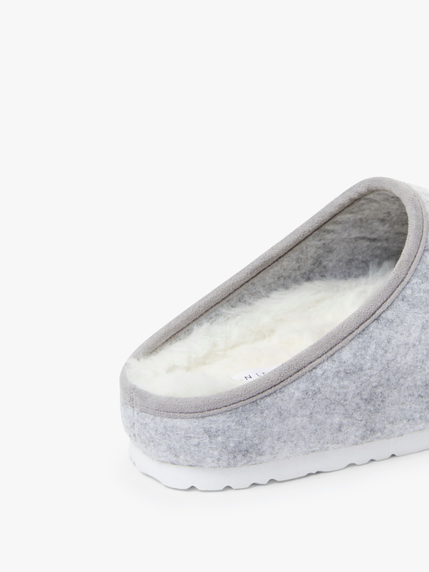 John Lewis & Partners Faux Fur Footbed Mule Slippers, Grey