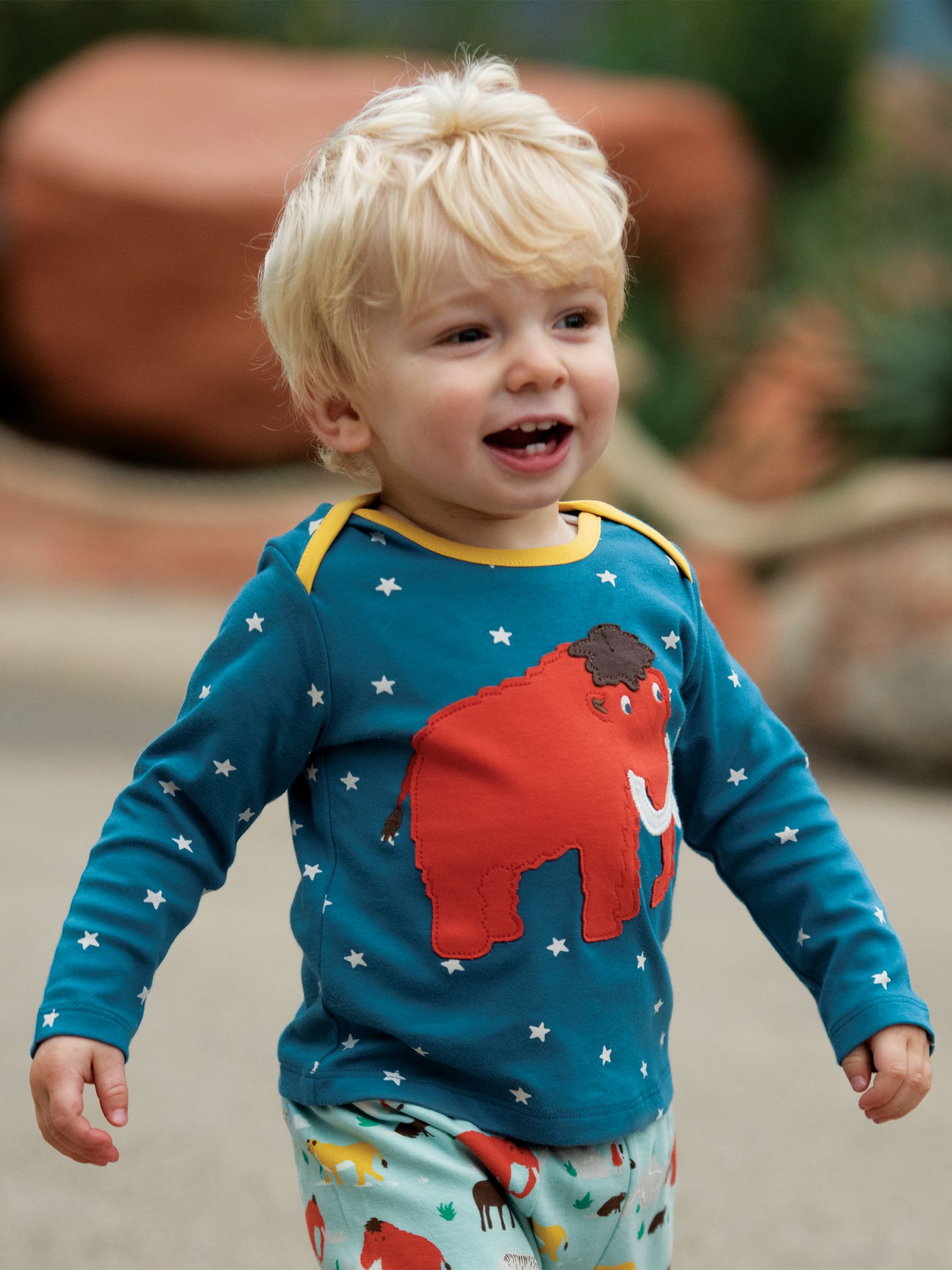 Frugi Baby GOTS Organic Cotton Bobby Applique Star Top, Navy