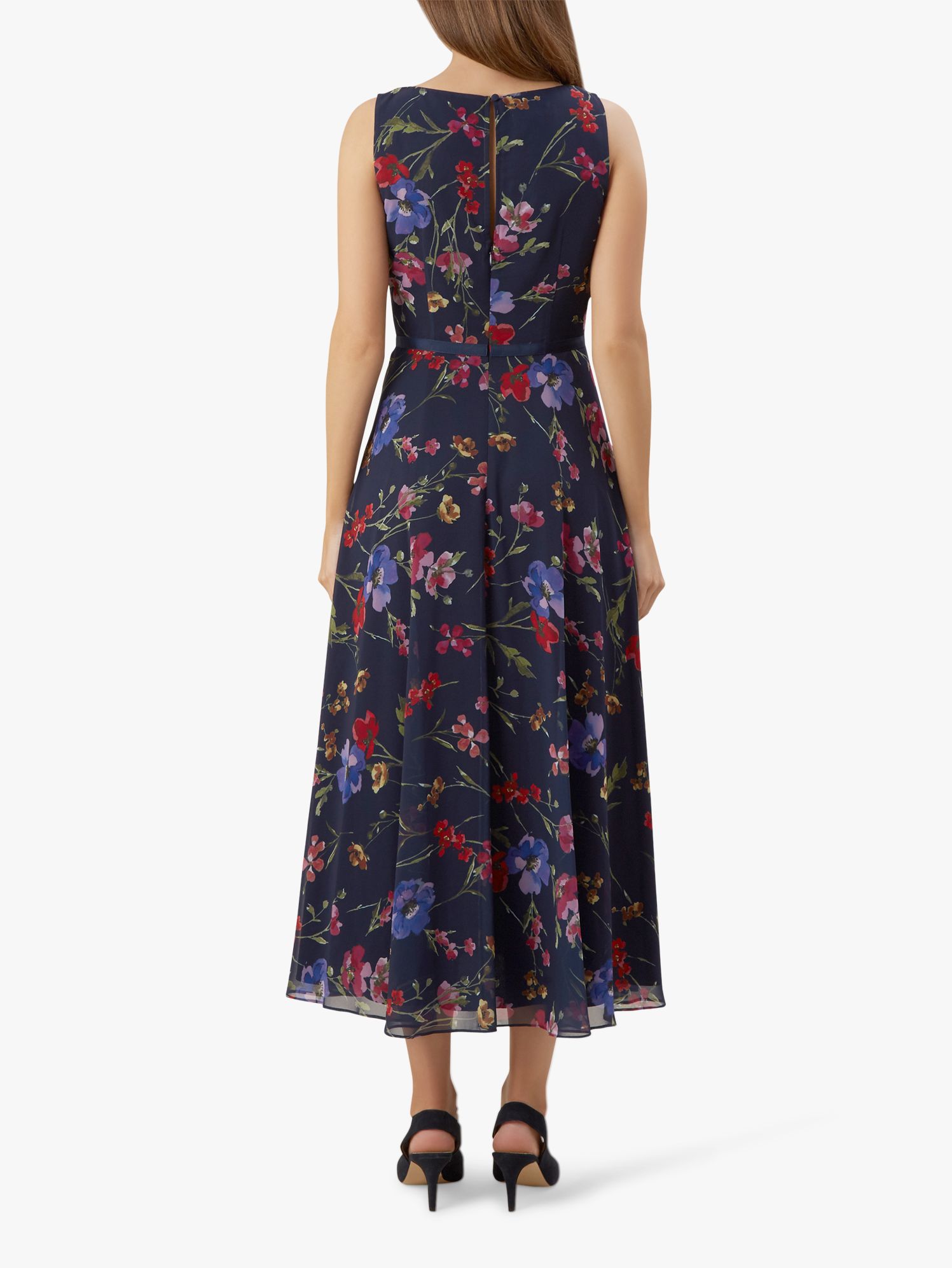 Hobbs Carly Floral Midi Dress, Navy/Multi