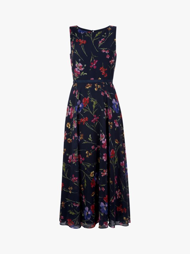 Hobbs Carly Floral Midi Dress, Navy/Multi, 6