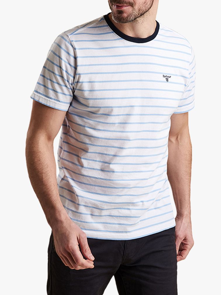 Barbour Portree Yarn Dyed Stripe T-Shirt, Ocean Blue