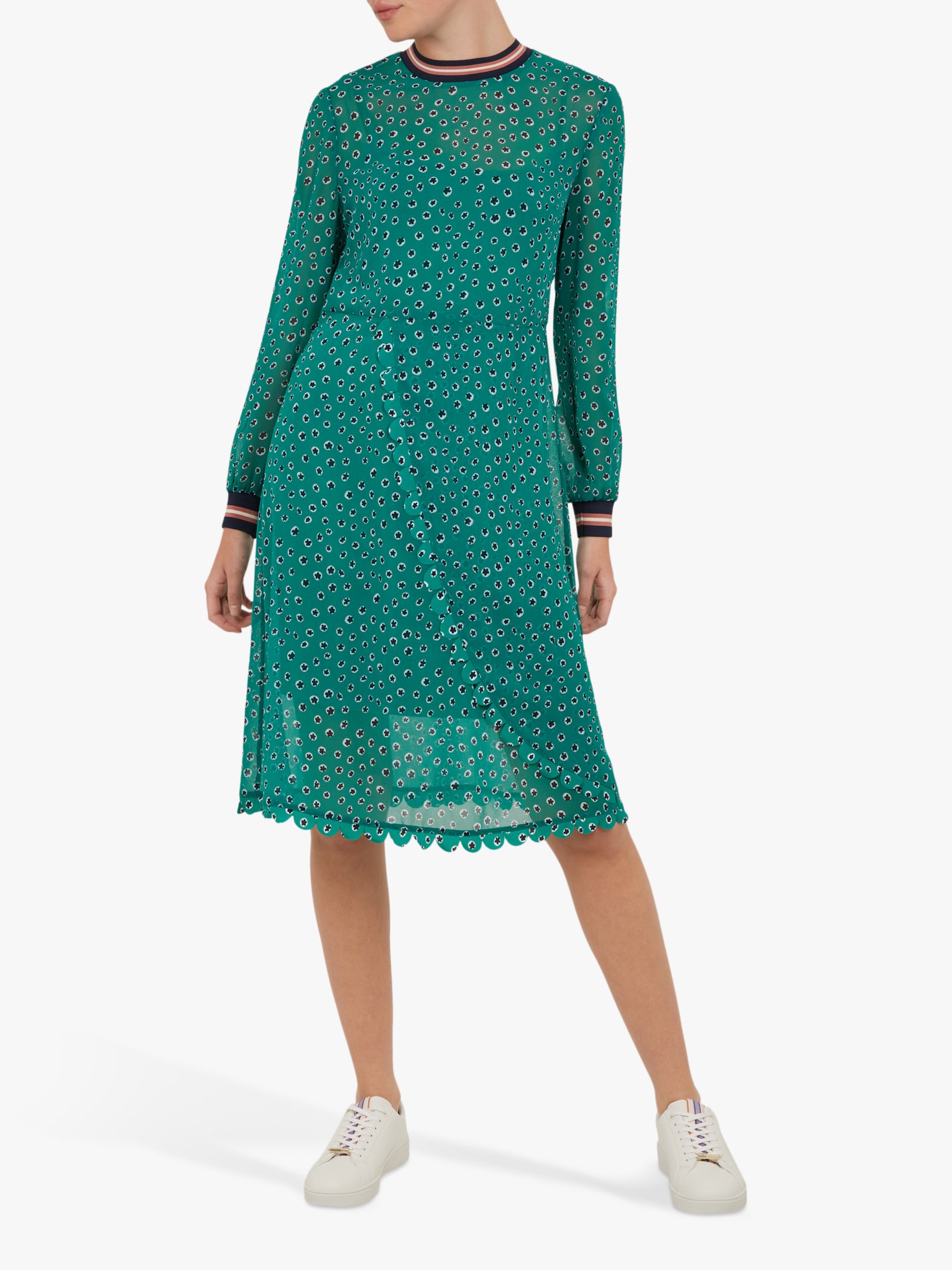 Ted Baker Colour By Numbers Sibella Floral Dot Wrap Dress, Green/Multi