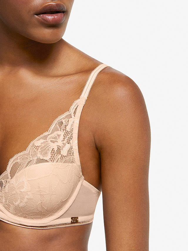 AND/OR Wren Lace Underwired Plunge Bra, B-F Cup Sizes, Almond