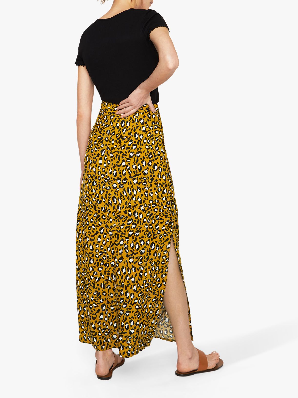 warehouse leopard print maxi skirt